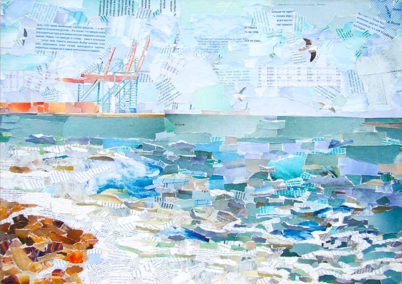 «Одеський порт», мозаїчний колаж, картон